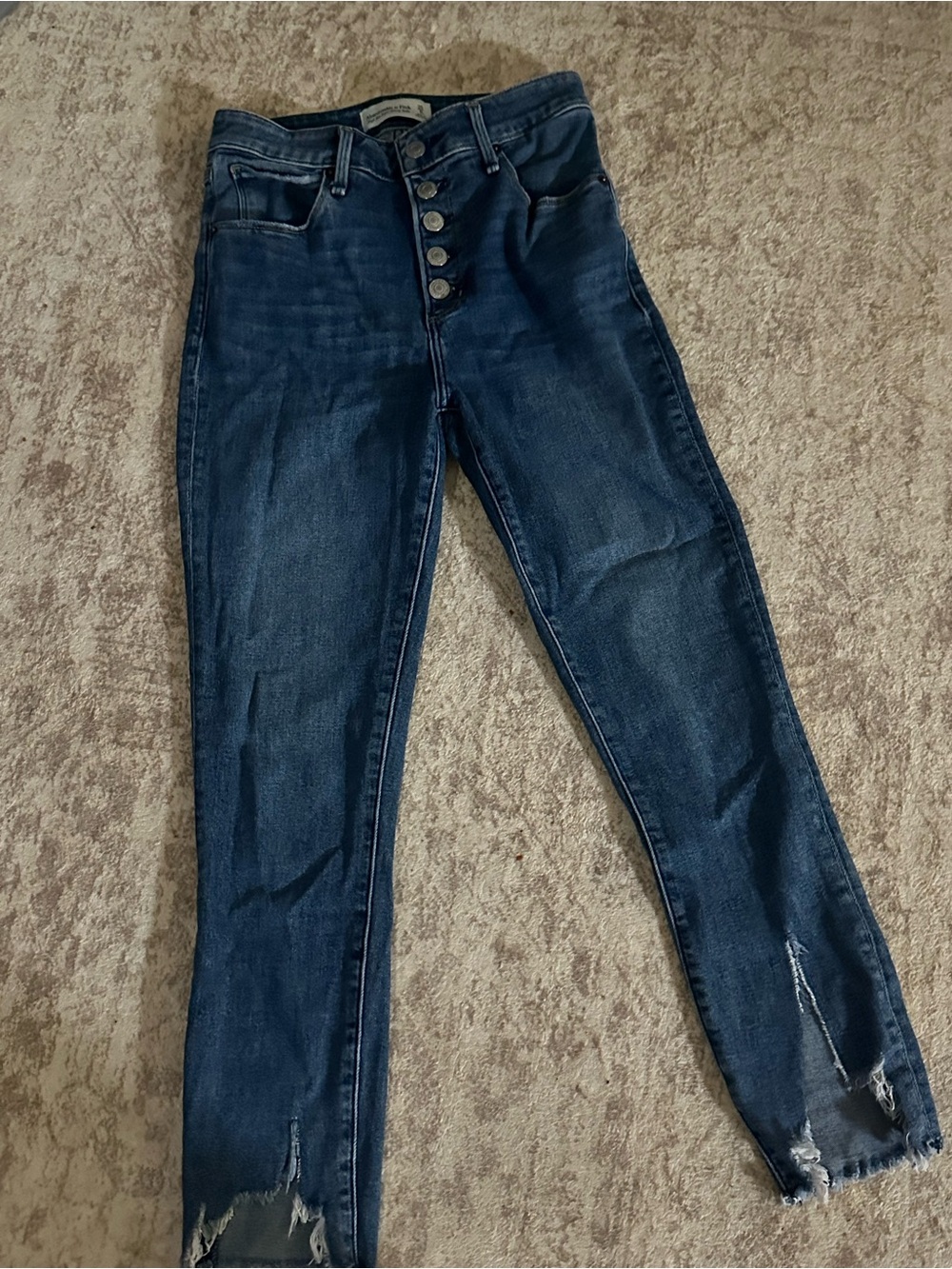 Abercrombie & Fitch High Rise Super Skinny Ankle Jeans 25 0S Button Fly Distress